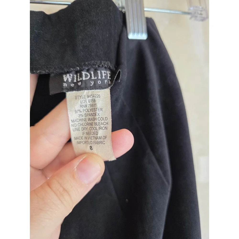 Vintage Wildlife New York Black Velvet Maxi Skirt Size 8 Side‎ Slit Elegant